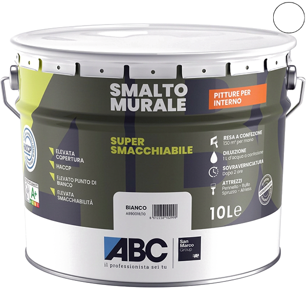 ABC Super Smacchiabile Smalto Murale Opaco Bianco LT10 - SAN MARCO
